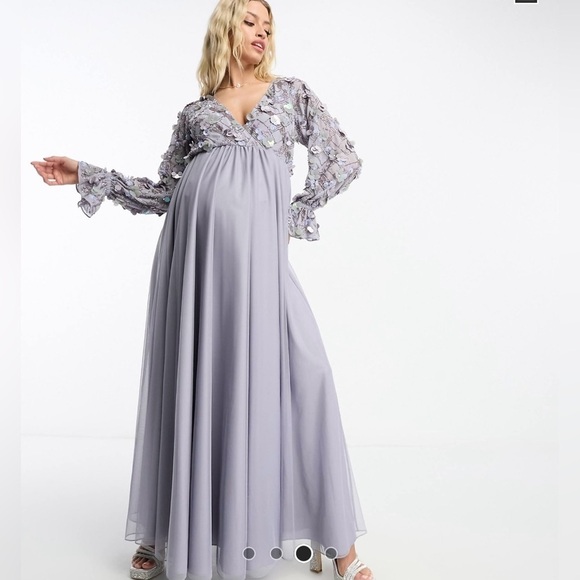 NWT ASOS DESIGN Maternity embellished wrap front maxi dress size 4 - Picture 8 of 16